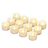 eLander LED Kerzen, LED Tee Lichter flammenlose Kerzen mit Timer, Automatikmodus: 6 Stunden an und 18 Stunden aus, 3.2x3.6 cm, [12 Stück, Warm-weiß]