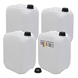 plasteo 4 x 10L Getränke- Wasserkanister Natur | BPA Frei | Lebensmittelecht | Hergestellt in DE | UN-Zulassung | Tragbar | Indoor und Outdoor