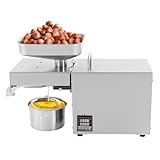 JJsdwin Automatisch Elektrische Ölpresse, Extractor Oil Expeller mit Ölablassbecher, Thermostatische Heizung, Ölpresse Maschine für Leinsamen und Erdnuss