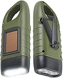 Simpeak Taschenlampe Kurbel, 2-Stück- Solar Taschenlampe LED, Dynamo Notlicht Taschenlampe Handkurbel mit Karabiner für Freien Camping Klettern Wander