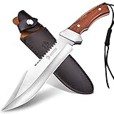 NedFoss Fahrtenmesser Rambo Messer| Survival Messer Camping Jagdmesser|Outdoormesser Gürtelmesser Überlebensmesser - aus einem Stück 8Cr14MoVStahl, Vergrößerte Versio