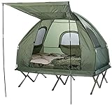 Semptec Urban Survival Technology Zeltliege: 4in1-Zelt mit Feldbett, Winter-Schlafsack, Matratze und Sonnenschutz (Bettzelt)