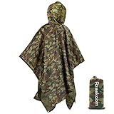 Azeekoom Regenjacke Regenponcho, Regenmantel Wasserdicht Unisex Camping Zelt Campingdecke 3 in 1 Multifunktionaler Regencape für Picknick im Freien Trekking Camping Angeln Jagd Ausflug (Tarnung)