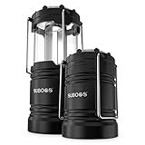 SUBOOS Batteriebetriebene LED Camping Laterne – 2 St. – 2x Heller LED Laterne - Magnetfuß & Ausklappbarer Haken, Tragbare Camping Lampen, Stromausfall Sturm Notfall Innengebrauch & Blackout Ausrüstung