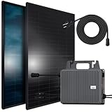 SUNNIVA 920W Balkonkraftwerk BIFAZIAL FULLBLACK komplett Steckdose TSUN 800W Wechselrichter, PV Solaranlage, 2x 460W Glas-Glas Solarmodule, inkl. 5m Kabel, Bluetooth WIFI, Kompletts