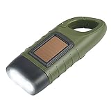 Simpeak LED Taschenlampe, Handkurbel Solar Karabiner Taschenlampe für Camping/Outdoor-Klettern/Wandern - Grü
