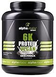 PROTEINPULVER Neutral VEGAN - 6K Protein 1 Kg - 82,9% Eiweiß-Shake ohne Süßstoff - zuckerfrei/fettfrei/laktosefrei - natürlich auch zum Kochen und Backen - 1000g Pulver mit Natural Flavor