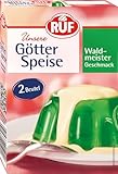 RUF Götterspeise Waldmeister, grüner Wackelpudding, Pulver für Götterspeise, einfache Zubereitung, nur Wasser & Zucker hinzufüg