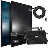 SUNNIVA 920W Balkonkraftwerk BIFAZIAL FULLBLACK komplett Steckdose ASTRO-E 800W Wechselrichter, PV Solaranlage, 2x 460W Glas-Glas Solarmodule, inkl. 5m Kabel, Bluetooth WIFI, Kompletts