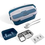 SEQUOIA OUTDOOR® Flammenlose Kochbox | Campingkocher ohne Gas & Feuer | Essen kochen ohne Strom | Edelstahl Lunchbox für Auto, Camping, Büro und Notfall | inkl. Gabel, Löffel & 3 Kochpads