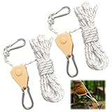 2 Stück 13ft/4M Reflektierend Abspannseile Seil mit Seilspanner, Ø 4mm Seilratsche mit Haken, Einstellbare Seil Ratsche, Outdoor Seil mit Ratsche für Zelten Sonnensegel Aufhänger Pflanzenlamp