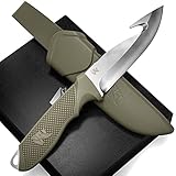 Wolfgangs WHUNTER 2 Jagdmesser feststehende Klinge mit Aufbrechhaken aus starkem D2 Stahl (Durchgängiger Erl) - Aufbrechmesser auch als Angelmesser - Survival Outdoor Messer mit robuster Scheid