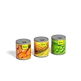 Erzi 18265 Konservendosen Gemüse-Mix aus Holz, Kaufladenartikel für Kinder, Rollenspiele.