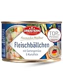 DREISTERN Fleischbällchen 400g I Mit Gemüse & Kartoffeln I Herzhaftes Fertiggericht in recyclebarer Konservendose I Lange Haltbarkeit dank natürlicher Konservierung I Hausmacher Qualitä