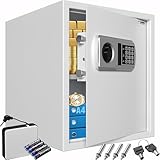 DEUBA® XXL elektr. Tresor 35x40x40cm 4mm Türstärke Doppelstahlbolzen Innenbeleuchtung inkl. Montagematerial Safe Möbeltresor Dokumententresor Silber