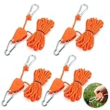 4 Stück Abspannseile mit Seilspanner,4 m Einstellbare Seilratsche mit Haken,4 mm Windfestes Seil zur Einstellung der Riemenscheibe,Zeltschnur mit Spanner,Reflektierende Abspannseile für Sonnenseg