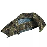 Mil-Tec Einmannzelt Recom (150x250cm) • Tunnelzelt für 1 Person • Ultraleicht, kompakt, Wind- & sturmsicher • Zelt für Trekking, Camping, Outdoor, Wandern • 1-Personen-Zelt • Farbe: Flecktar