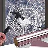 Shackcom Fensterfolie Selbsthaftend Fenster Splitterschutz Folie Sicherheitsfolie Glasschutzfolie Splitterschutzfolie Fensterfolie für Sicherheits Schutzfolie Autoscheibenfolie-90x600cm Rose Gold