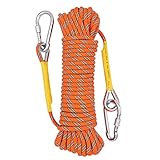 X XBEN Outdoor-Seil Durchmesser 8mm/10mm Hochfestes Nylon Statisches Seil, Bruchlast: 1500kg, mit 2 Stahlhaken für Arbeiten in der Höhe/Feuerleiter/Abseilen/Sport camping usw, Länge10m/20m/30m/50m/70m