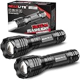 GEARLITE LED Taschenlampe Extrem Hell 2 Stück, Aluminium 4000 Lumen LED Taschenlampe Batteriebetrieben mit 5 Modi, IP65 Wasserdichte Handlampe Zoombar für Camping, Wandern, Outdoor, Notfall, Gesch