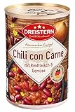 DREISTERN Chili con Carne 400g | Pikanter Eintopf in der recyclebaren Konservendose | viel Einlage mit Bohnen & Mais