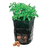 AmgateEu Beutel / Übertopf / Wanne / Tasche zum Anbauen von Kartoffeln und Gemüse für den Garten, mit Klappe für die Ernte, umweltfreundliches, wasserdichtes PE, 2er-Pac