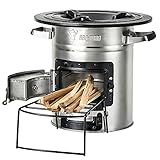 BBQ-Toro Raketenofen Rakete #2, Edelstahl | Rocket Stove für Dutch Oven, Grillpfannen und vieles mehr | Rocketstove mit Brennholzgestell und Zuluftöffnungen | Feuerstelle für Dutch Ov