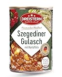 DREISTERN Szegediner Gulasch 400g I Mit Kartoffeln & Sauerkraut I Herzhaftes Fertiggericht in recyclebarer Konservendose I Lange Haltbarkeit dank natürlicher Konservierung I Hausmacher Qualitä