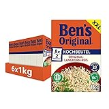 Ben's Original Original-Langkorn-Reis, 20-Minuten Kochbeutel, 6 Packungen (6 x 1kg)