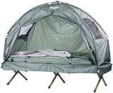 Semptec Urban Survival Technology Campingbett: 4in1-Doppelzelt, Feldbett, 2 Winterschlafsäcke, Matratze, Sonnenschutz (Campingbett 2 Personen)