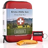 GoLab Erste Hilfe Set Outdoor - Survival Kit. Sport & Reise First Aid Kit mit Notfallbeatmungsmaske + Signalpfeife für die optimale Erstversorgung & Tasche - aus Deutschland nach DIN 13167
