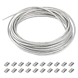 RRRST Drahtseil Edelstahl 20m/ 1mm, Stahlseil ummantelt, 304 Edelstahl, Edelstahlseil Stahlseil Stahldrahtseil Drahtkabel Kabelseil Stahlkab