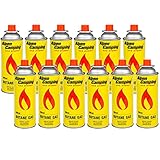 Alpen Camping Butan 12x400ml Gaskartuschen Gasflasche für Gaskocher Campingkocher Bunsenbrenner Lötbrenner 400ml (12)