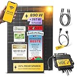 Solakon® 900W Balkonkraftwerk - Balkonkraftwerk 800W komplett Steckdose - neuester 800 Watt Wechselrichter - Solaranlage Komplettset - 450W bifaziale Solarmodule inkl. Zubehör - 5m Kab