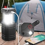 Solar Camping Handkurbel Laterne, Tragbare Ultrahelle LED-Taschenlampe, 30-35 Stunden Laufzeit, USB-Ladegerät, 3000mAh Power Bank, Elektronische Laterne für den Außenbereich, Wanderlesung, No