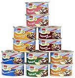 12 Dosen a 125g Dosenwurst, 6 Sorten je 2 Dosen, insgesamt 1,5 kg , Lebensmittelvorrat Konserven, Kräuter, Alkoholfr