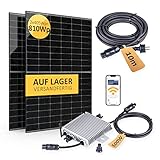 Balkonkraftwerk 600W Komplettset mit 810Wp PV-Leistung und 10m Schutzkontaktstecker-Anschlusskabel zum Einstecken in die Steckdose - Wifi Fernüberwachung, Mini-Solaranlage, Bifaziale N-TOPCon Z