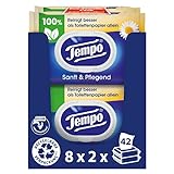 Tempo Feuchte Toilettentücher 'Sanft & Pflegend' - Megapack - 16 Packungen mit je 42 Tüchern - Duo Packs - mit natürlicher Kamille - feuchtes Toilettenpapier, dermatologisch getestet & pH-hautneutr