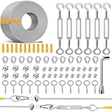 35M Drahtseil Rankhilfe Set 2mm Stahlseil Ummantelt Langlebiges Stahlseil-Set mit Seilspanner,Drahtseilklemme, Stahlseil ummantelt für Kletterpflanzen,Gardinen,Beleuchtung und String Light Hanging