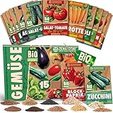 ZenGreens® - Bio Gemüsesamen Set - 15 Gemüse Samen für den einfachen Anbau im Garten, Balkon oder Hochbeet - ökologisches Saatgut - Pflanzensamen - Gemüsesamens
