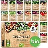 BIO Gemüse Samen Set - 14 Sorten Gemüsesamen aus biologischem Anbau, samenfestes Gemüse Saatgut, Bio Gemüsesamen Set für Küche, Balkon und Garten, 14er Pflanzensamen S