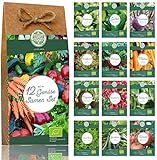 Gemüse Samen Set – 12 Sorten Bio Gemüse Saatgut. Perfektes Gemüseset für Garten und Balkon. Ideal als Geschenk für Frauen und Männer.